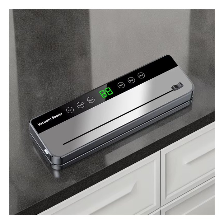 Stainless steel vacuum food sealing machine touchscreen, automatic high-quality household with bag cutter, external vacuum extraction
