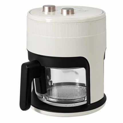 4L Glass Air Fryer with Transparent Bowl Manual Knob Temperature and Timer Control Compact Oil-Free Fryer for Home Kitchen